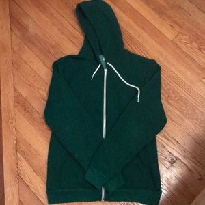 American apparel forest green zip up hoodie
